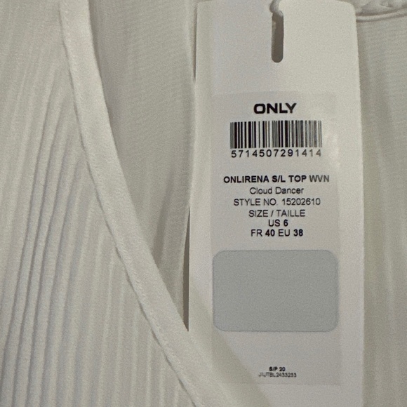 ONLY plisse-pleated sheer white sleeveless v-neck flowy blouse size 38 Onlirena - Picture 6 of 8